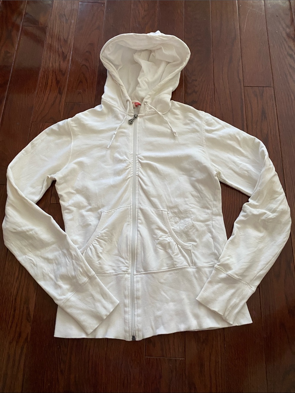 Women’s White Zip-Up Hooded Sweatshirt